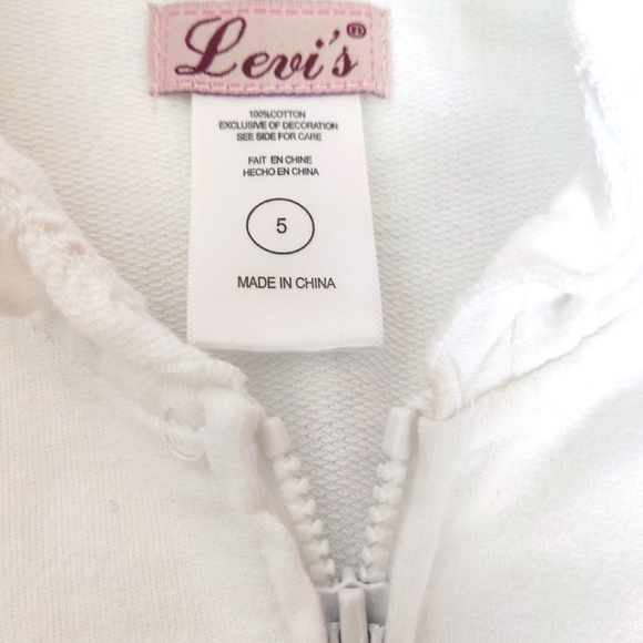 Levi's Kids White Hoodie full zip up Spring Jacket size 5 - Picture 6 of 11